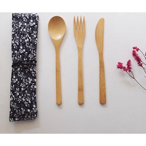 Bamboo Cutlery Set Travel Utensils Biodegradable Wooden Dinnerware Outdoor Portable Flatware Zero Waste Bamboo Tableware Set
