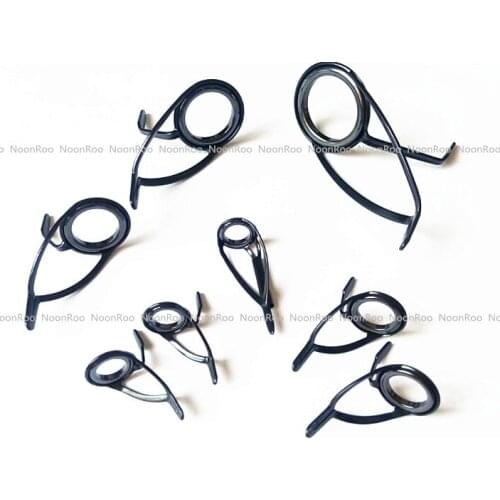 KW guide kit 1 set (8 pcs) / Silver & Black & Gun smoke color frame with Alconite ring Carp/Surf /B Rod Repair rod building