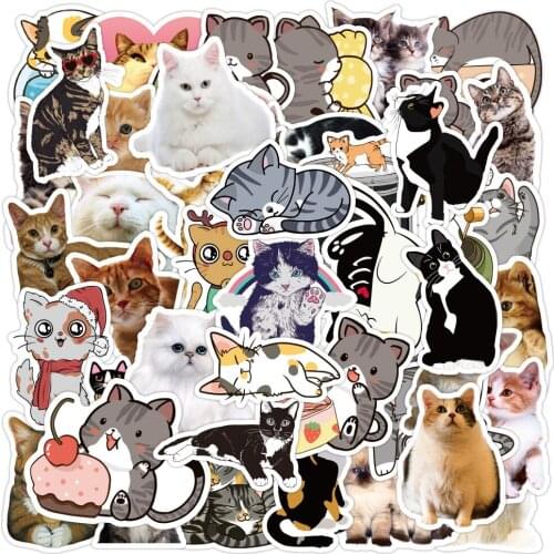 10/30/50PCS Cat Cute Graffiti Stickers Suitcase Skateboard Refrigerator Laptop Stickers Wholesale