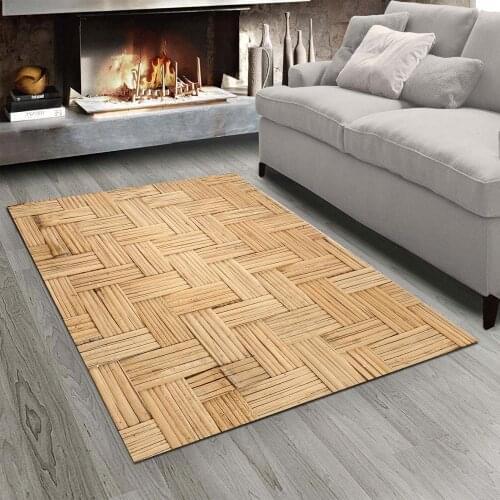 Brown Bamboo Design 3d Printed Non-slip Microfiber Living Room Modern Washable Carpet Area Carpet Doormat