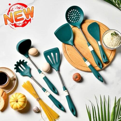 NEW Cooking Utensils Silicone Kitchenware Non-Stick Kitchen Food Grade Spatula Shovel Cookware Gadgets Safe to Coated Pan Pot