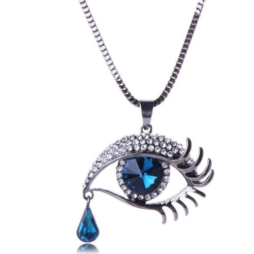 2020 New Fation Exaggerate Accessories Magic Eye Crystal Tears Sweater Chain Female Necklace & Pendants Long Necklace