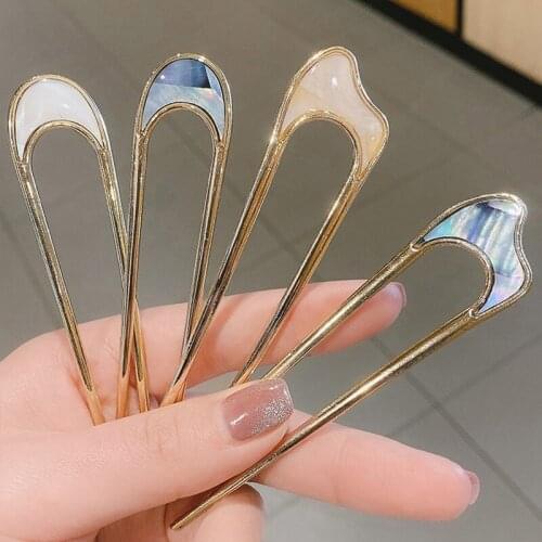 New Fashion Metal Hair Sticks Women Hairclip Minimalist Colorful U Shape Girls Hairpins Hair Sticks Hair Accessories Headwear