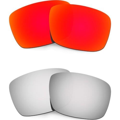 HKUCO For Fuel Cell Sunglasses Polarized Replacement Lenses Red/Silver 2 Pairs 100% UVA & UVB Protection