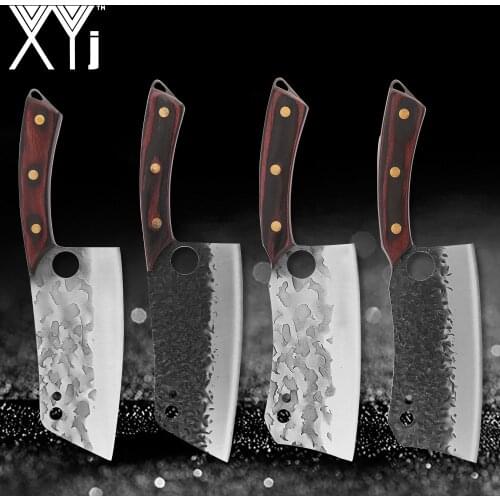 XYj Slaughter High Carbon Chef Knife 7'' INCH Chopping Knife Full Tang Anti-rust Sharp Blade Bone Cutter Tool Accessory