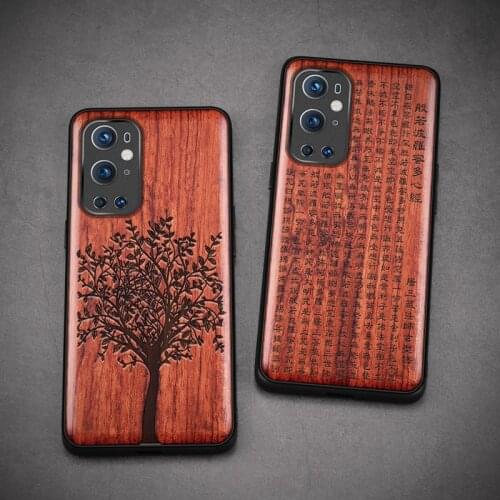 Carved Wood Case For Oneplus 9 Pro Shockproof Case TPU Cover For Oneplus 9 One Plus 9 Pro Case Wood Shell OnePlus 9R