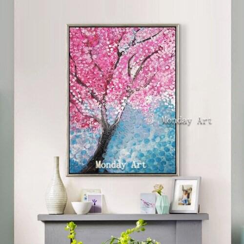 Hand painted Plum tree Oil Painting Canvas Knife Abstract Flower Painting Pictures Of The Sitting Room Dining room Wall picture