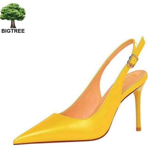 Pointed Toe Sandals Womens Summer Shoes On Heel 9.5cm Elegant Women Party Shoes Ladies Sandals Thin Heel Women Pumps Plus Size