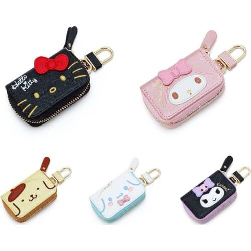 Sanrio hello kitty new Melody cartoon car key case pendant bag cute girl boy PU zipper coin purse