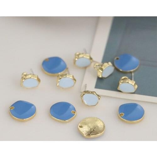 4 PCS New Metal Alloy Enamel Stud Earrings Charms DIY Handmade Accessories For Jewelry Making