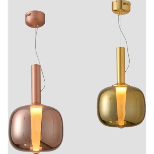Postmodern bedroom bedside designer luxury glass pendant lamp Nordic creative living room color glass ball pendant light LED
