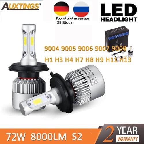 S2 H1 H4 H7 H13 H11 H8 H9 H1 9005 9006 H3 9004 9007 9008 LED Headlight 72W 8000LM Car LED Head Light Bulb Fog Light 6500K 12V