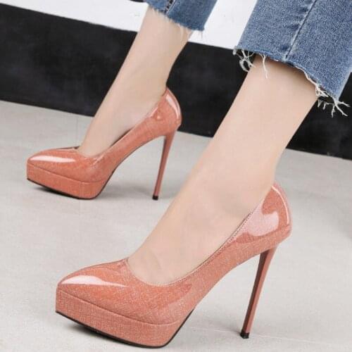 Sexy Ultra High Heel Women Pumps Platform Shoes Thin Heel 12.5cm Pointed Toe Ladies Wedding Party Shoes Female Shoes