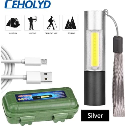 USB Rechargable Mini LED Flashlight Super Bright 3 Modes COB XP-G Q5 Torch Waterproof Portable for Camping Night Light