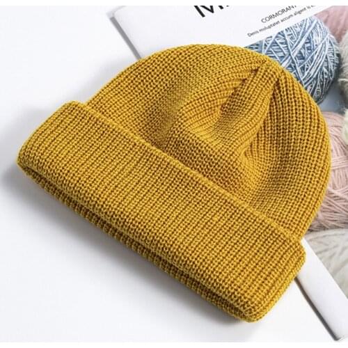 Knitted Beanie Hat Men Skullcap Women Winter Warmer Retro Brimless Baggy Melon Cap Docker Beanies Hats &T8