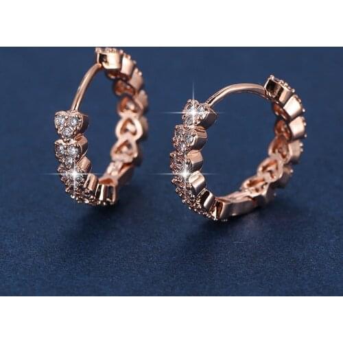 Women Earrings Single Row Inlaid Love White Zircon Gold Earrings Fashion Glamour Banquet Engagement Earrings Gift For Girlfriend