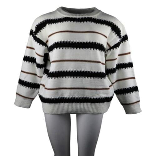 Sweater Women 2020 Winter European American New Striped Stitching Long-Sleeve Knitwear Street Trendy Shirt Casual Round Neck