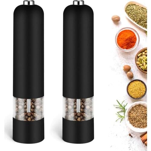 1/2Pcs Electric Pepper Grinder Salt Spice Herbal Containers with LED Lights Mill Adjustable Coarseness Kitchen Cooking BBQ Tools