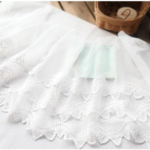 1 Meter/lot 26cm Width Milk Silk White Exquisite Net Embroidery Lace Trimmings Decorative Lace Fabric DIY Clothing Accessories
