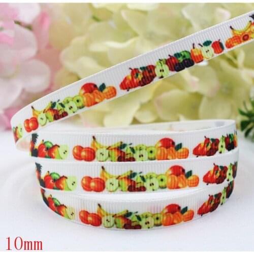 16607-9,10mm 10yard/lot Fruit Ribbons Thermal transfer Printed grosgrain Wedding Accessories DIY handmade materials Gift