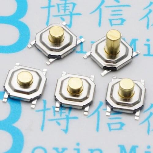 100pcs 4 * 4 * 1.5 / 2 / 2.3 / 2.5 / 3 / 3.5 / 4.3 MM SMD button touch micro switch / waterproof copper head 4pin 4 feet four