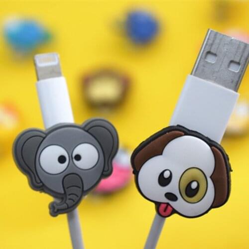 100pcs Animal Silicone USB Cable Protector Data Line Cord Protection Case Cable Winder Cover For iPhone 5 6 6s 7 8 Samsung