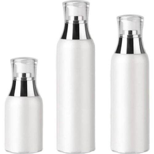 120ml High Quality Vacuum Pump Bottle Column Makeup Tool White Acrylic Lotion Bottle Refillable Emulsion Travel Container 12pcs