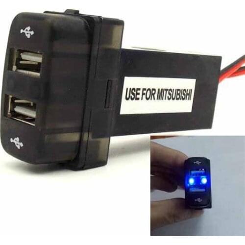 DC12V dual USB 2.1A +2.1A charger socket for Mitsubishi Original position installation