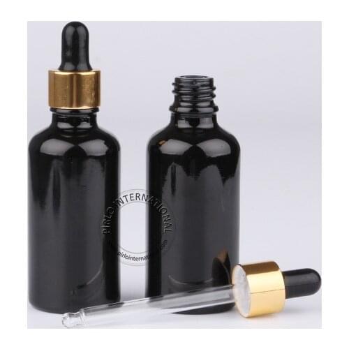 20pcsx High Quality 50ml/50cc Black Essential Oil Bottle Empty Glass Dropper Container For Cosmetics Glass Vials Free Shipping