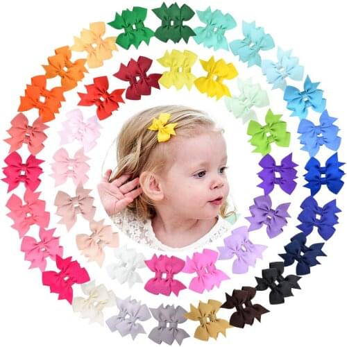 20Pcs/lot Solid Ribbon Bowknots BB Hair Clips For Cute Girls Boutique Barrettes Hairpins Headwear Kids Hair Accessories 2020 New