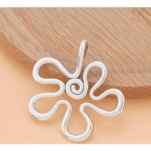 20pcs/Lot Silver Color Hollow Open Spiral Flower Charms Pendants for Necklace Bracelet Jewelry Making Accessories