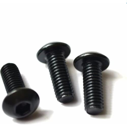 200PCS M4 Black 10.9 Button Dome Head Screw Round Head Bolts Mushroom Head Bolt M4*6/8/10/12/16/20/25/30mm
