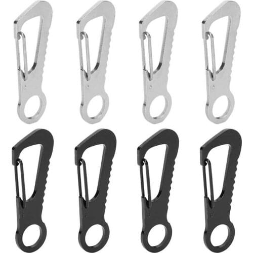 4pcs Stainless Steel Keyring Kaychain Multifunction D-Ring Outdoor Climbing Quick Hanging Buckle for Bottle Opener Key Storage