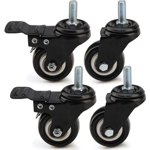 4 x Heavy Duty 50mm PU Rollers Swivel 50kg Castor Wheels Trolley Furniture Caster Universal Mute Wheel Replacement Office Chair