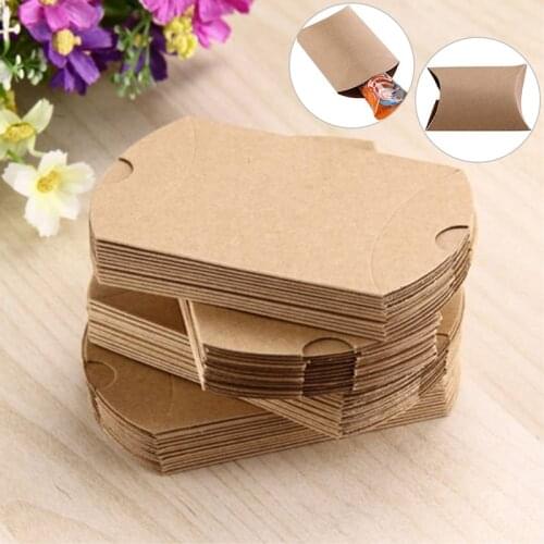 50pcs/lot Candy Box Pillow Shape Wholesales Gift Paper Packaging Boxes Candy Bags Christmas Box Wedding Party Xmas Supplies