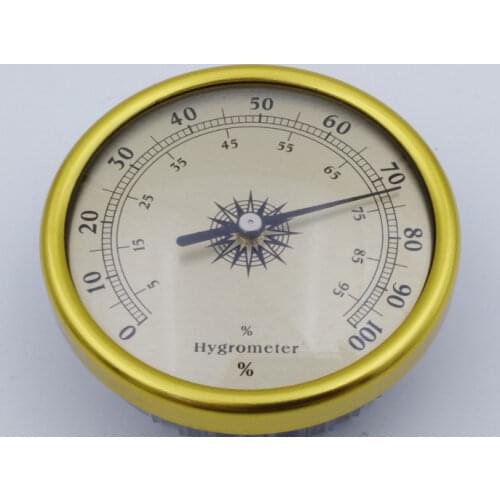 72mm Analog Hygrometer Alumin Case, Round Cigar Hygrometer For Cigar Case Humidor Golden / Silver 2pcs/lot h711