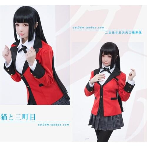 Anime Kakegurui Cosplay Jabami Yumeko Cosplay Costume Female Girl School Uniform JK Suits Halloween Carnival Wig Prop