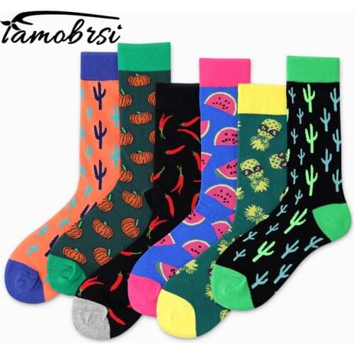 Watermelon Cactus Pineapple Pepper Pumpkin Fruit Plant Socks Men Women Funny Warm Socks Happy Short Cotton Crazy Male Cute Socks