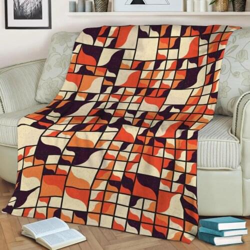 Abstract Geometric Pattern 3D Printed Velvet Plush Throw Fleece Blanket Bedspread Sherpa Blanket Home Decora