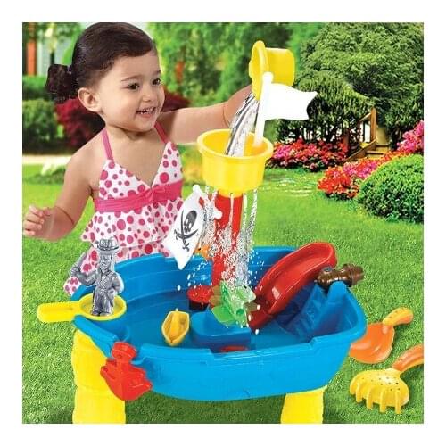 Free Shipping Pirate Ship Plastic Beach Toys Kids Summer Seaside Water Sand Game Tools Bath Play Set 24pcs sand water play set