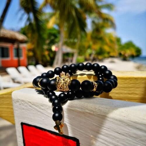 Natural Onyx Stone Lion Bracelet For Women Pulseira Men Armband Accessories Summer Boyfriend Friends Gift Wholesale Dropshipping