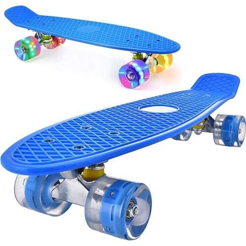 22 Inches Flashing Wheels Single Rocker Children Skateboard Mini Cruiser Penny Board Max 100kg Load Bearing
