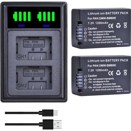 DMW-BMB9E BMB9 Battery and Charger for Panasonic Lumix DC-FZ80 DMC-FZ40K DMC-FZ45K DMC-FZ47K DMC-FZ48K DMC-FZ60 DMCFZ70 DMCFZ100