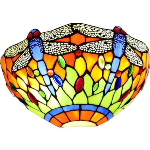 European Dargonfly Corridor Wall Lights Tiffany Bedroom Bedsides Balcony Wall Sconce Villa Get Mirror Front Wall Lighting