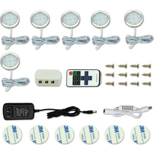 LED Under Cabinet Lighting 3/4/6/8pcs LED Puck Llights with Wireless RF Remote Dimmable for Under Counter,Shelf Furniture Lights