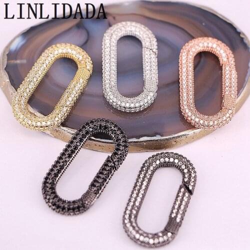 5Pcs, 18*34mm Oval Carabiner Spring Belt Clip Key Chain Zircon Belt Strap for Jewelry Making