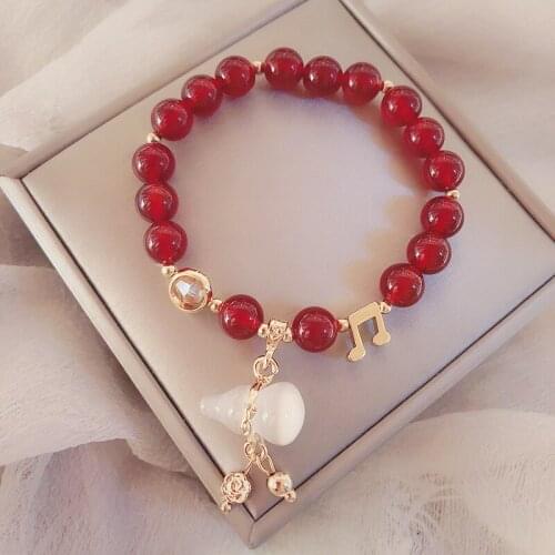 Korean version of cats eye gourd bracelet red agate garnet niche girlfriends bead bracelet for women student bracelet female