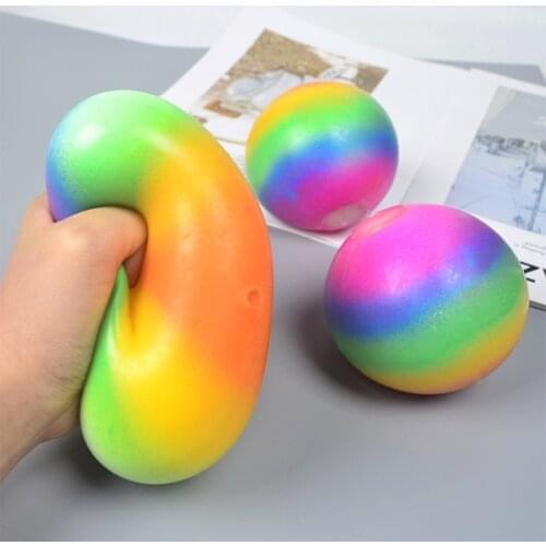 Colorful Rainbow Stress Balls Soft Foam TPR Squeeze Squishy Stress Relief Balls F3ME