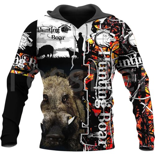 Tessffel Hog Hunting Boar Hunter Animal Camo Tattoo Harajuku Pullover 3DPrint Men/Women Tracksuit Unisex Casual Funny Hoodies N3
