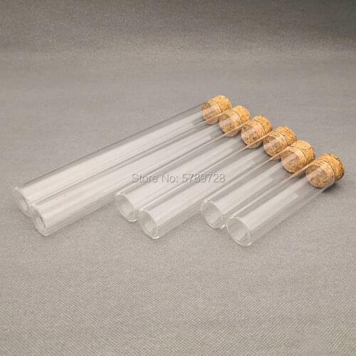 Outer diameter 25mm flat bottom Glass test tube with cork stopper,Lab Thickened glass reagent reaction vessel